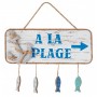 Placa madera decorativa peces colgantes