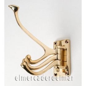 Percha náutica de cuatro ganchos móviles en latón