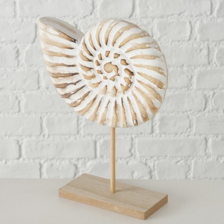 Caracola marina de madera sobre peana