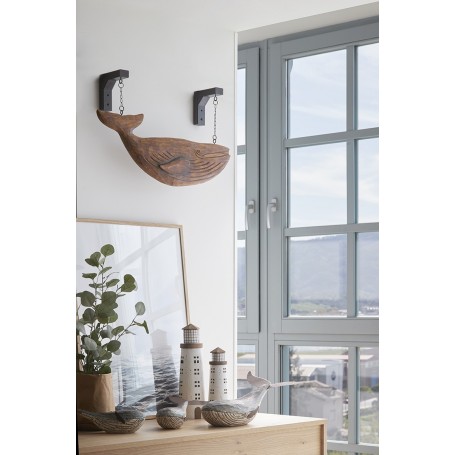Ballena decorativa madera natural