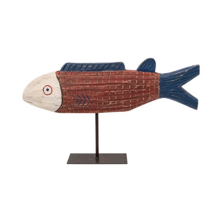Escultura pez decorativo de madera