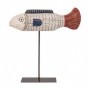 Figura pez de madera sobre peana