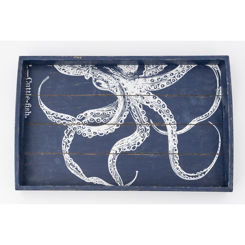 Bandeja de madera pulpo decorativo