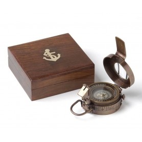 Brújula  militar de latón con caja