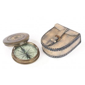 Brújula latón estuche de cuero