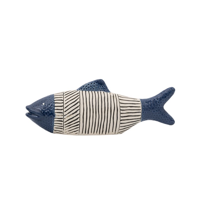 Figura pez decorativo en cerámica azul
