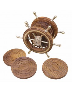 Posavasos marinero con soporte rueda de timón