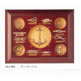 CUADRO VITRINA NÁUTICA CON NUDOS Y ANCLAS MARINERAS 