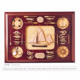 CUADRO DECORACIÓN NÁUTICA VELERO Y NUDOS MARINEROS