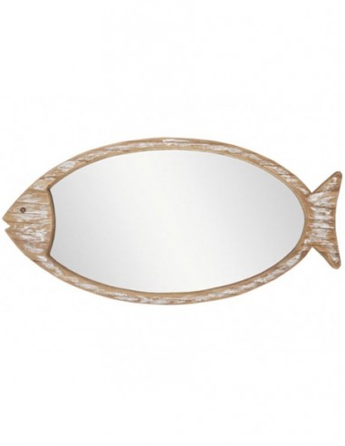 Espejo de madera pez náutico de pared