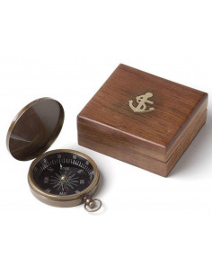 Brújula de latón envejecido con caja