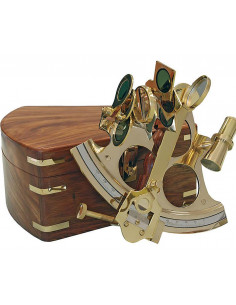 Sextante náutico de latón con caja