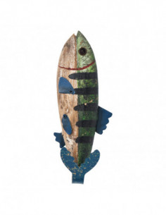 Perchero pescado de madera y metal