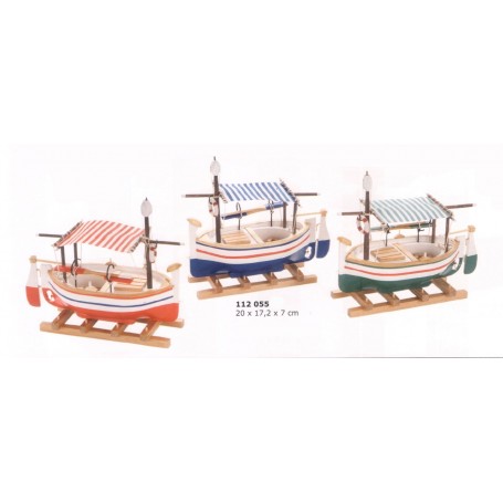 BOTE DE PESCA CON TOLDO A RAYAS