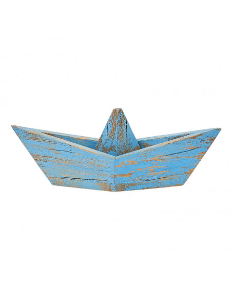Barco de papel en madera