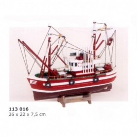 EMBARCACIÓN DE PESCA EN MINIATURA EN TONOS ROJOS