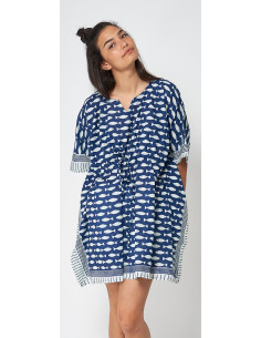 Poncho para la playa en motivo marinero