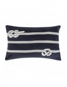 Cojín azul con nudos marineros elaborado en algodón