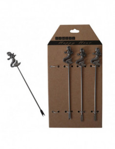 Juego de 4 pinchos metálicos decorados con sirena