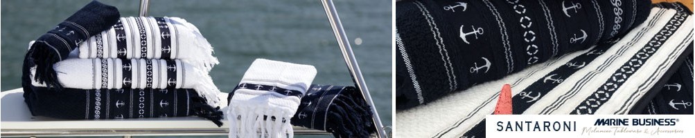 Ropa de cama y textil para barco Marine Business. Colección Santorini